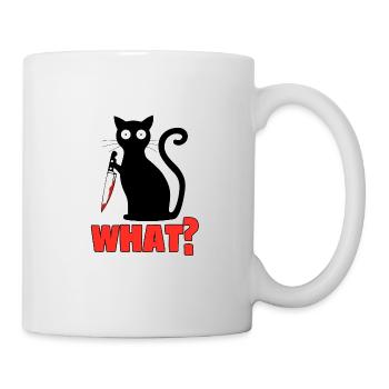 What? Cat Knife Pyscho Pet Freaky Gift - Mug - white - Right