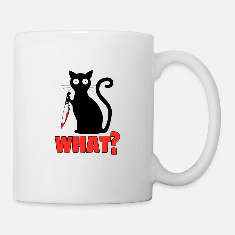 What? Cat Knife Pyscho Pet Freaky Gift - Mug - white