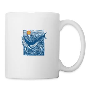 Doodle de baleine océanique - Mug blanc - blanc - Droite