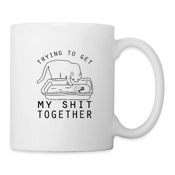 Trying to get my shit together funny cat toilet - Mug - white - Right