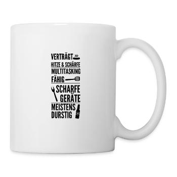 Grill Grillmeister Grillsaison Spruch Grillkönig - Tasse - Weiß - Rechts