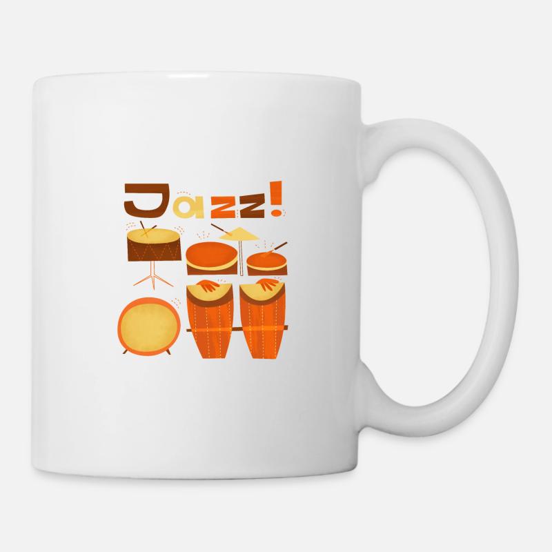 Percussions rétro jazz percussions orange marron - Mug blanc - blanc