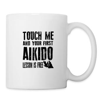 Touchez-moi et votre première leçon d'aïkido est gratuite - Mug blanc - blanc - Droite
