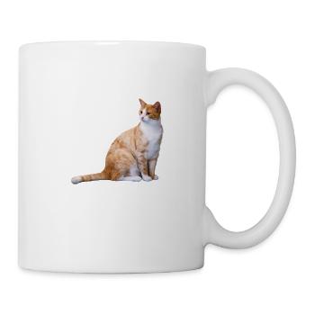 Cat sitting red Cat Kitty Sweet gift - Mug - white - Right
