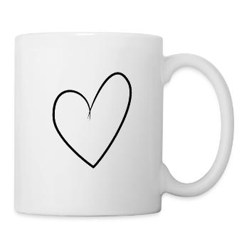 romantisches geschwungenes Herz für Valetninstag - Tasse - Weiß - Rechts