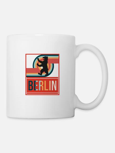 Berlin Bär - Tourist Städtetrip Vintage Muster - Tasse - Weiß