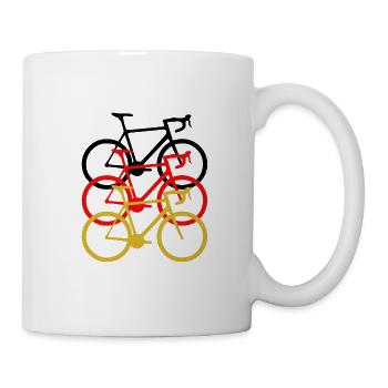 Rennräder schwarz rot gold. Geschenk - Tasse - Weiß - Rechts