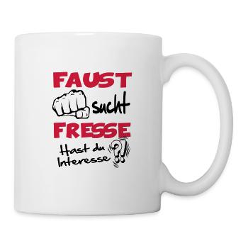 Faust sucht Fresse - Tasse - Weiß - Rechts