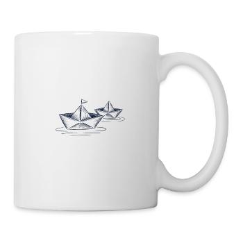 Papierschiffe Origami Boot Basteln Falten Kinder - Tasse - Weiß - Rechts