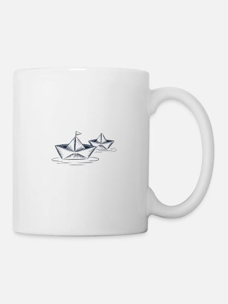 Papierschiffe Origami Boot Basteln Falten Kinder - Tasse - Weiß