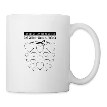Junggesellenabschied Herzen ausschneiden DIY - Tasse - Weiß - Rechts