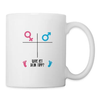 Mädchen oder Junge? Geschlecht raten Gender Reveal - Tasse - Weiß - Rechts