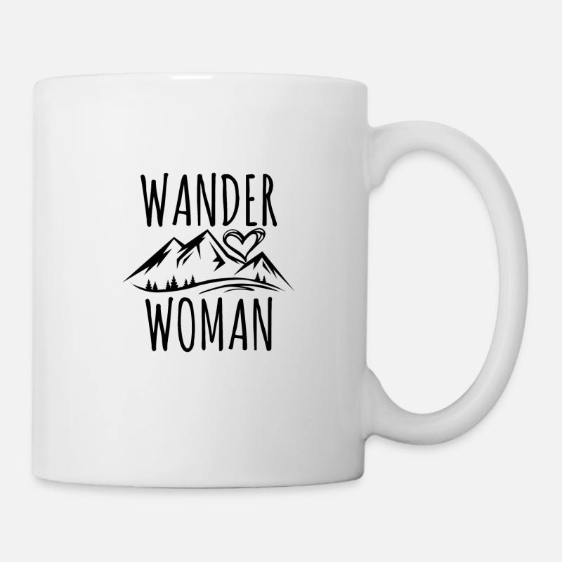 Wander Woman Mountains Randonnée Conception de cadeaux - Mug blanc - blanc