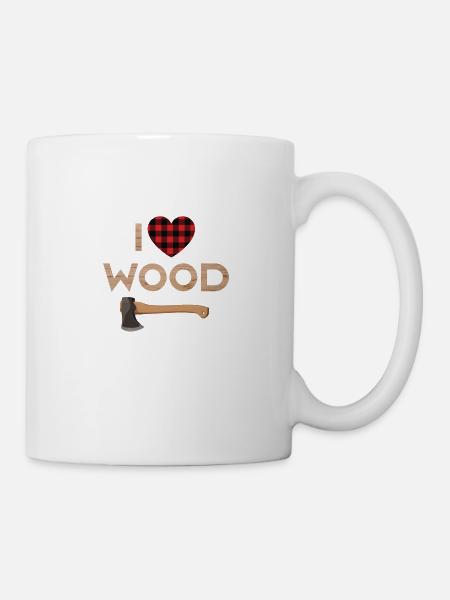 I Love Wood Funny Woodworker Gift Forest Worker - Mug - white
