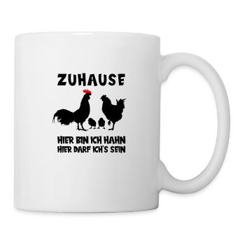 Zuhause Hahn Huhn Hühner Familie Lustig Spruch - Tasse - Weiß - Rechts
