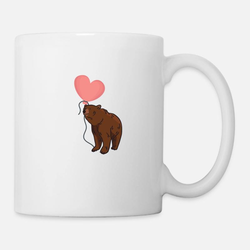 Ours avec ballon coeur - Mug blanc - blanc