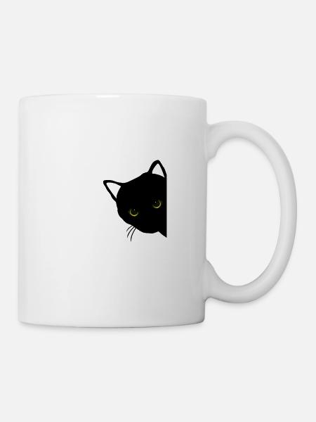 black cat eyes right - Mug - white