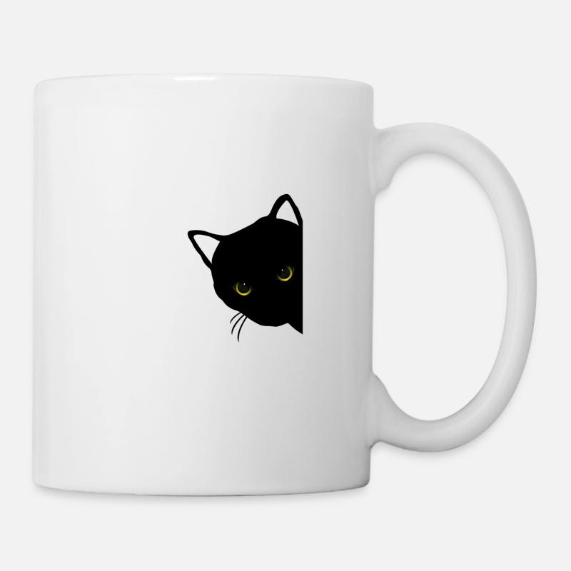 black cat eyes right - Mug - white