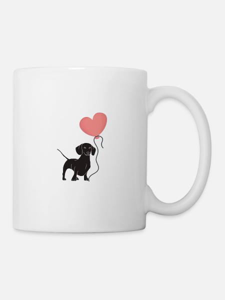 Dog / Dachshund with Heart Balloon - Mug - white