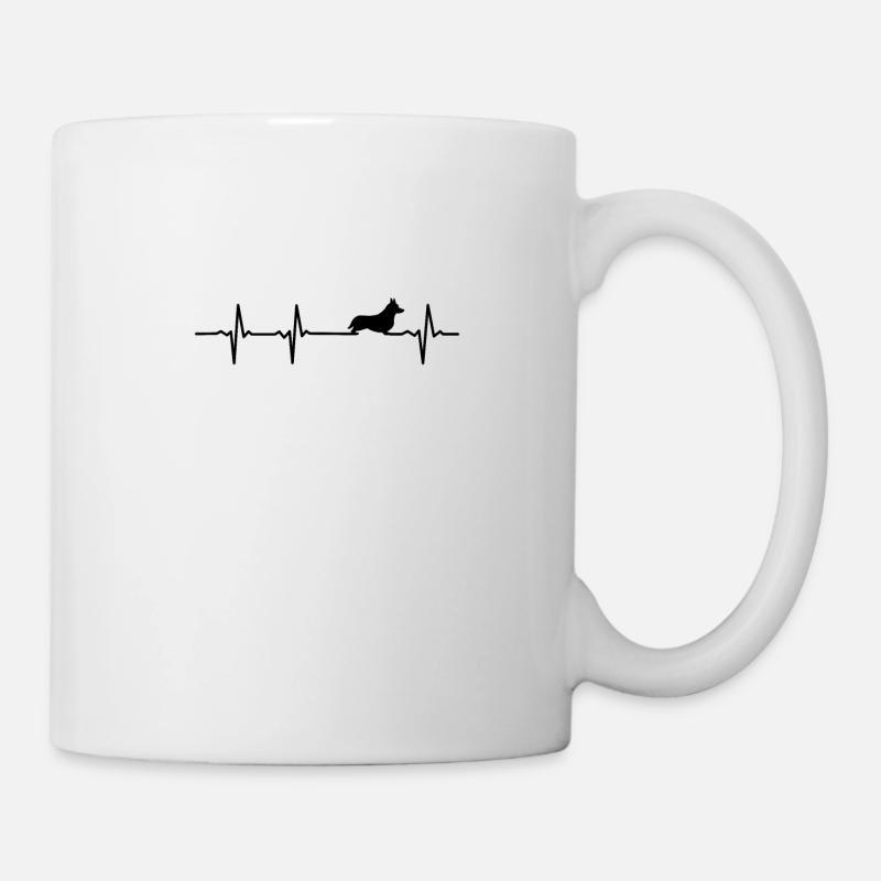 Corgi Heartbeat Pulse Cadeau de race Welsh Corgi - Mug blanc - blanc