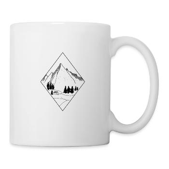 mountains with cabin in the forest gift - Mug - white - Right