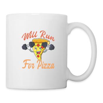 "Will Run For Pizza" - Mug blanc - blanc - Droite