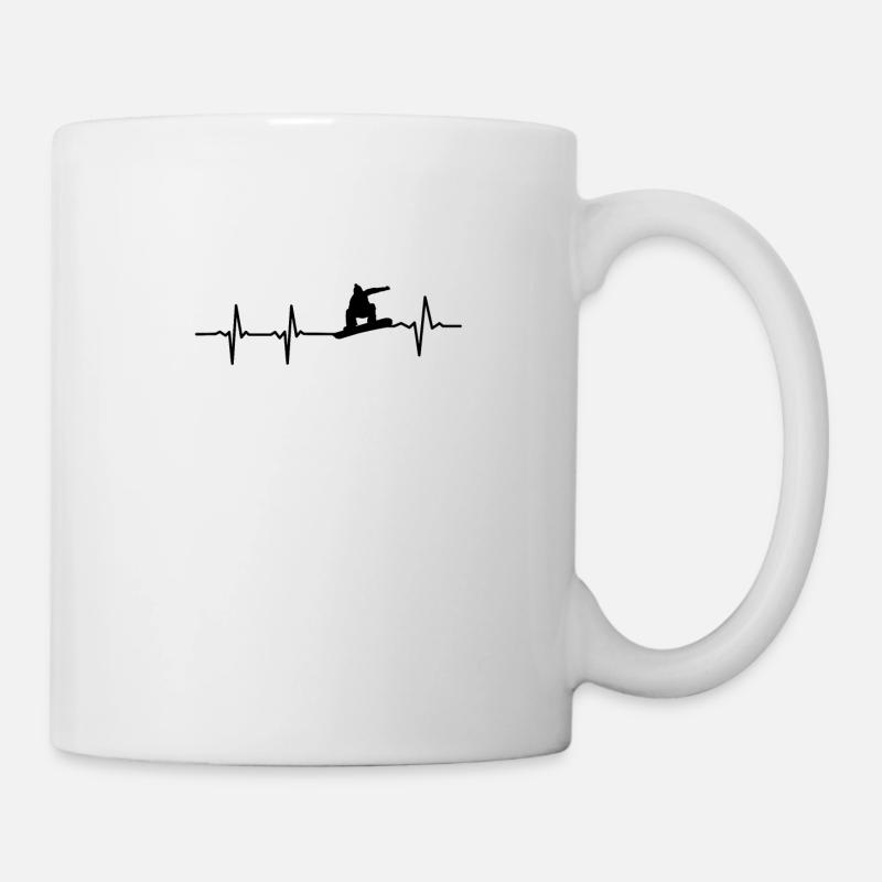 Snowboard Herzschlag Puls Snowboarder Geschenk - Tasse - Weiß