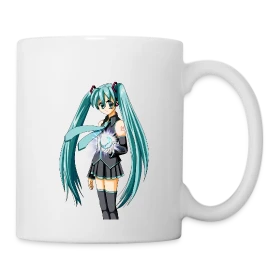 Modèle Miku Manga : Jolie Fille Style Anime Kawaii personnalisé sur Mug blanc
