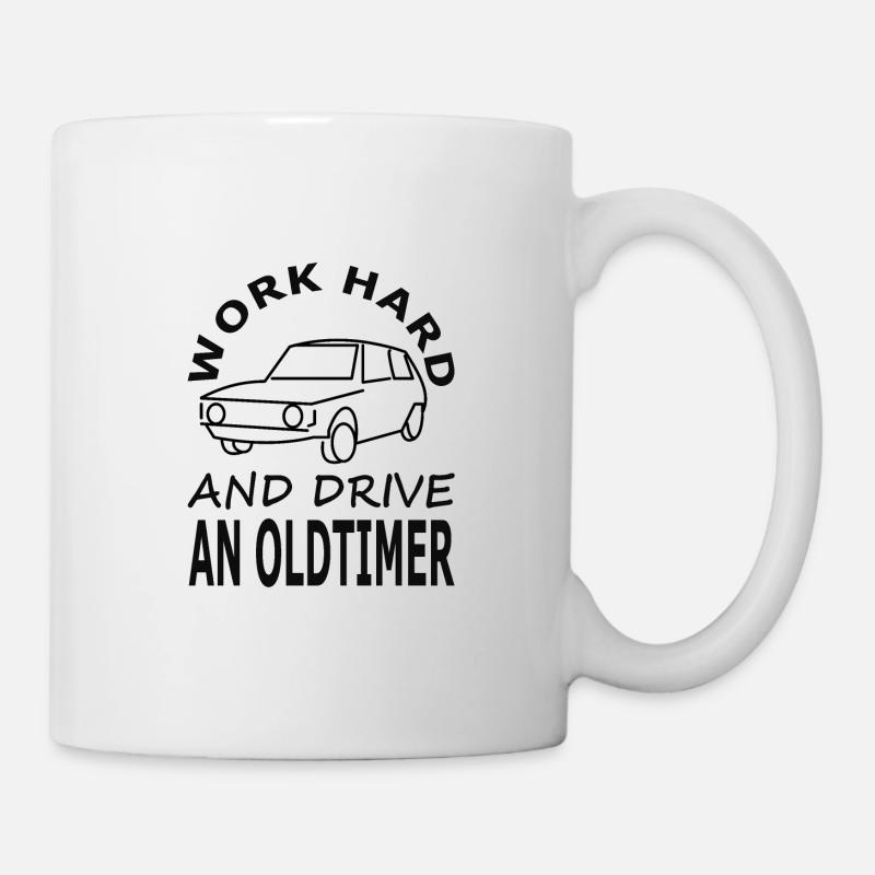 Oldtimer fahren cooles Auto Geschenk Autofahrer - Tasse - Weiß