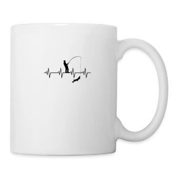 Herzschlag Herzlinie Herzfrequenz Angler T-Shirt - Tasse - Weiß - Rechts