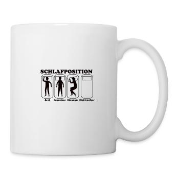 Schlafposition Elektriker - Tasse - Weiß - Rechts