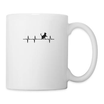 Katze Herzschlag Puls Katzen Kater Cat Geschenk - Tasse - Weiß - Rechts