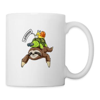 Paresseux équitation tortue escargot - Mug blanc - blanc - Droite
