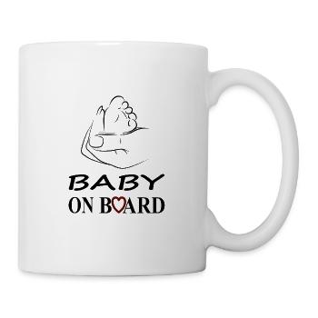 baby on board Babyfüße Babybauch Mutter Geschenk - Tasse - Weiß - Rechts
