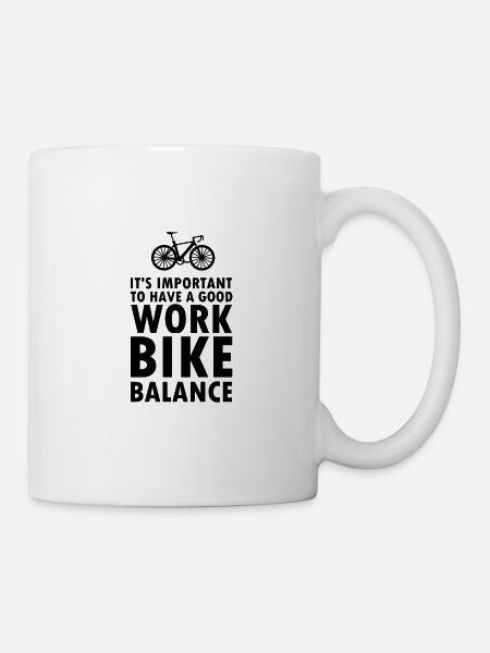 Work Bike Balance - Fahrrad Spruch Retro Rennrad - Tasse - Weiß