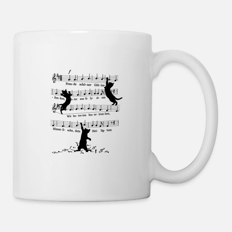 Freche Kätzchen Katzen Beethoven 9.Symphonie Noten - Tasse - Weiß