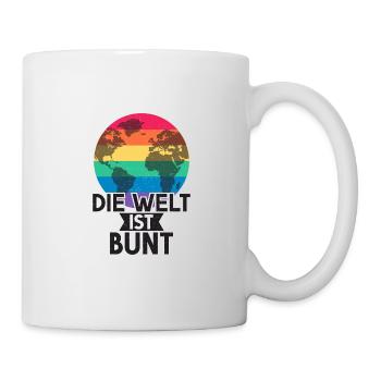 Die Welt ist Bunt LGBT Regenbogen Globus Geschenk - Tasse - Weiß - Rechts