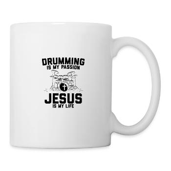 Drums are my passion Jesus my life - Mug - white - Right