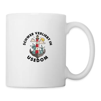 Schwer verliebt Usedom Ostsee - Leuchtturm Anker - Tasse - Weiß - Rechts