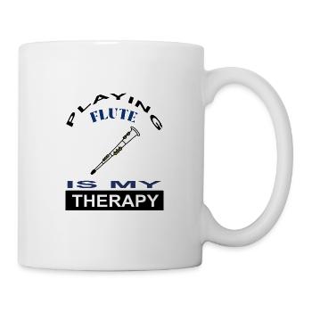 Playing the flute is my therapy musical instrument - Mug - white - Right
