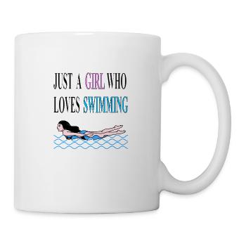 Schwimmen Mädchen schwimmt gern Geschenkidee - Tasse - Weiß - Rechts