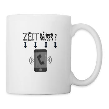 Mit Handy telefonieren Smartphone Telefon Geschenk - Tasse - Weiß - Rechts