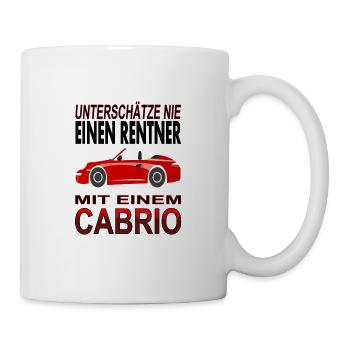 Rentner mit Cabrio Cabriolet-Fahrer Geschenkidee - Tasse - Weiß - Rechts