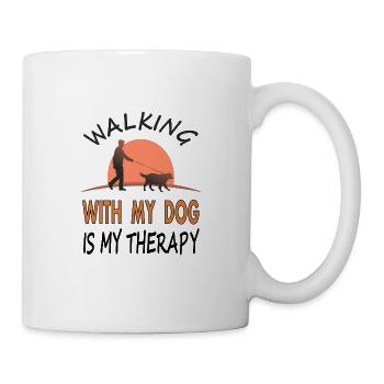 Walking with a dog is my therapy gift idea - Mug - white - Right