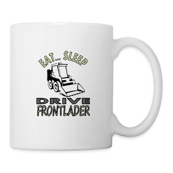 Manger, dormir, conduire un véhicule de chantier à chargement frontal - Mug blanc - blanc - Droite