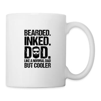 Vater Tattoo Bart Papa Cool Tätowiert Kunst - Tasse - Weiß - Rechts