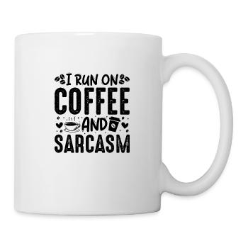 Kaffee Sarkasmus Freunde Glück Freude Cappuccino - Tasse - Weiß - Rechts