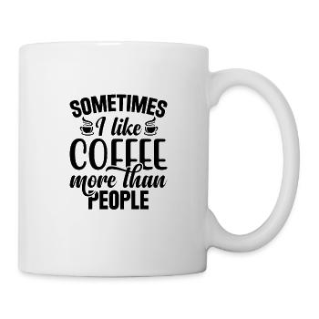 Kaffee Sarkasmus Freunde Glück Freude Cappuccino - Tasse - Weiß - Rechts
