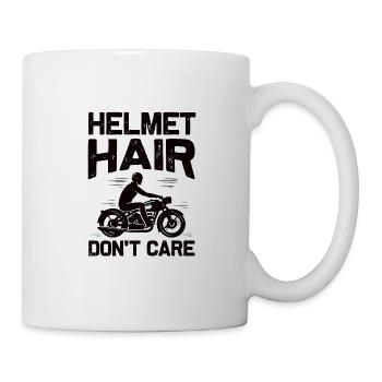 Motorrad Bike Fahrrad Spruch Helm Haare Geschenk - Tasse - Weiß - Rechts
