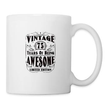 Geburtstag 75 Jahre Geburtstagsfeier Alter Datum - Tasse - Weiß - Rechts